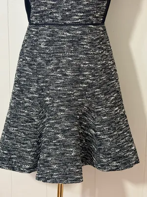 J.Crew Textured Tweed Fit & Flare Dress Black White Short Sleeve Size 2 thumbnail 5
