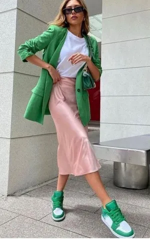 ZARA A-Line Midi Satin Skirt XS thumbnail 1