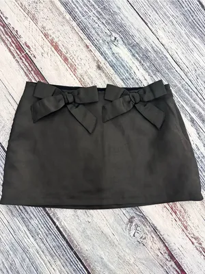 Urban Outfitters Black Shimmer Satin Bow Micro Mini Skirt thumbnail 2