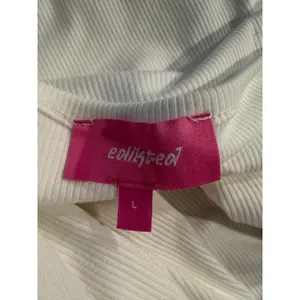 Edikted White Ribbed Square Neck Long Sleeve Top Large Y2k balletcore minimalist thumbnail 3
