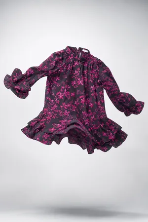 Parker Purple Floral V-neck Flounce Dress Size L thumbnail 13