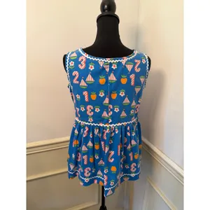 Vintage Handmade Novelty Print "School Days" Sleeveless Top Smock Retro Cottage thumbnail 5