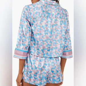 Free People Pillow Talk Satin Pajamas Top in Cool Lavender Size Small EUC thumbnail 5