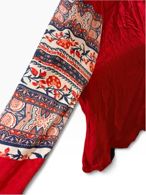 Style & Co Medley Muse Red Textured Long Sleeve Blouse Size L (22” PTP) NWT thumbnail 3