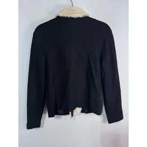 Love Tree Faux Fur Trim Biker Jacket Women Large Black‎ Moto Asymmetrical Zip thumbnail 6