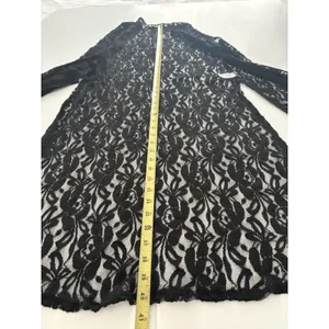 LuLaRoe Lace Open Front Duster Size S Black Cardigan Vest Rave Festival Witchy thumbnail 8