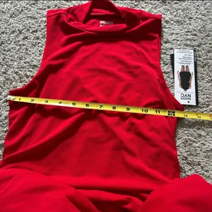 Madden NYC Red Sleeveless Mock-Neck Ruche Dress thumbnail 7
