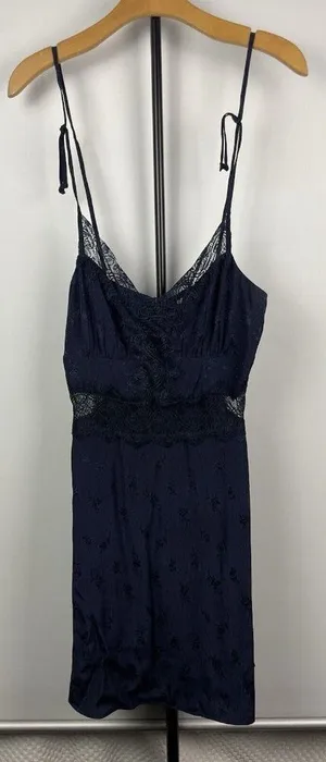 Revolve Tularosa Navy Blue Floral Lace‎ Tie Strap Sleeveless Mini Dress Size S thumbnail 1