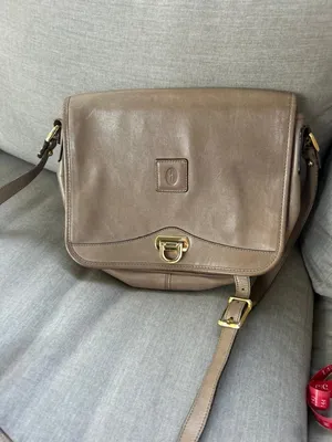 Vintage tan leather Hartmann crossbody bag old money gold tone hardware thumbnail 2