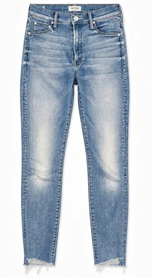 MOTHER The Looker Ankle Fray Skinny Jeans Blue Waist 24 thumbnail 1