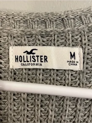 Hollister Women's Light Gray Cable Knit Open Cardigan thumbnail 2