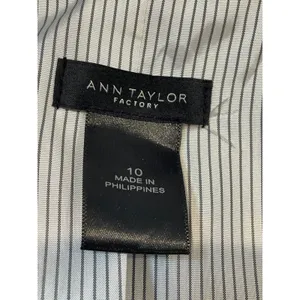 Ann Taylor Factory Blazer Size 10 Navy Satin Lined Single Button Classic Career thumbnail 2