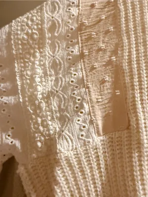 DAVI & DANI Ivory Knit Sweater with Eyelet Lace Balloon Sleeves thumbnail 2