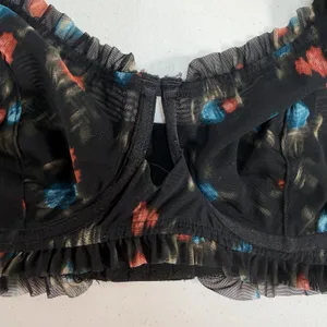 Torrid Plus 1X Bralette Bra Sweet‎ Inkatha Floral Ruffle Mesh Underwire Gorgeous thumbnail 5