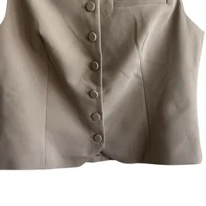 ZARA Tailored Vest Sz L Taupe Neutral Button Front Women’s Preppy thumbnail 8