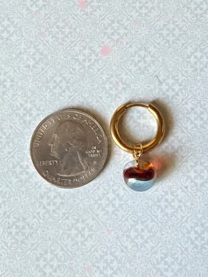 Handmade Japanese magatama quality glass simple minimalist hoop earrings💛 thumbnail 5