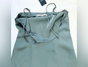 Abercrombie NWT High Neck Satin Mini Dress - Teal - XS thumbnail 3