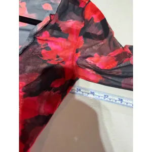 Lioness Mesh Top Women S Red Black Floral Lace Up Grunge Goth‎ Y2K Romantic thumbnail 9