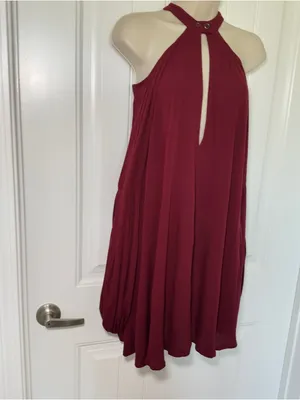 Free People Small‎ Burgundy Drift Away Tunic Dress Cold Shoulder Whimsigoth thumbnail 5