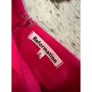 REFORMATION Hot Pink Linen‎ Scalloped Matching Set Liam Pants Overland top Sz 4 thumbnail 13