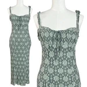 Free People Ethereal Dainty Romantic Lucinda Lace Midi Dress Lilypad Jade Small thumbnail 5