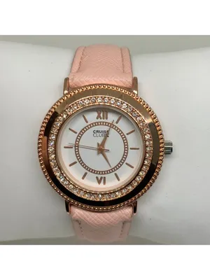 Cruise club rose gold tone women’s watch 36mm quartz analog rhinestone running thumbnail 2