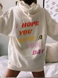 Olive Lynn I Hope You Have A Good Day Colorful Cream Hoodie thumbnail 1