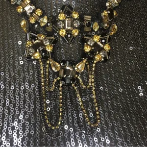 New Free People Black Suede Jeweled Choker Collar thumbnail 8