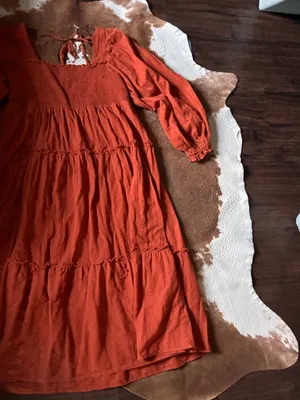 Umgee midi burnt orange dress size large Stretchy bust 100% cotton thumbnail 2
