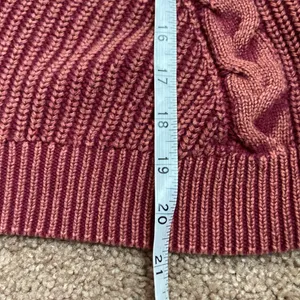 FOR THE REPUBLIC Cotton Crewneck Sweater (Sz XL) Red Distressed Cable Knit thumbnail 8