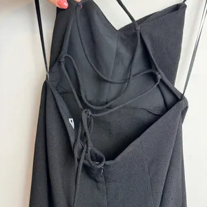 NWT ZARA Midi Corset Dress Sz Small Black Open Lace Up Back Side Slit thumbnail 13