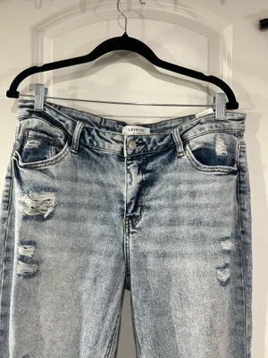 Vervet Lovervet Acid Washed Mid Rise distressed straight leg thumbnail 8