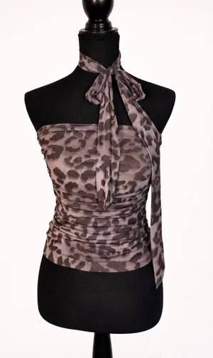  Leopard Print Halter Strapless Top thumbnail 1