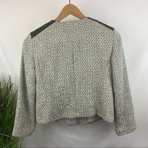Ann Taylor SET Gray Woven Collarless Parchwork Jacket & Skirt NEW thumbnail 5