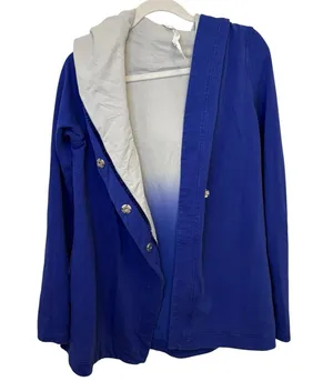 lululemon hoodie button cardigan sweater size 8 blue cotton cozy oversized fall thumbnail 1