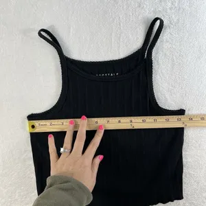 Aeropostale L Ribbed High Neck Cropped Cami Top Lettuce Hem Grunge‎ Whimsy Goth thumbnail 9