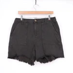 Aerie Soft Cutoff Shorts‎ Womens Medium Faded Black Raw Frayed Hem Patch Pockets thumbnail 2