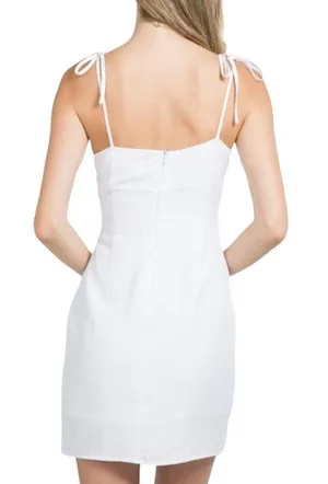 Fanco Sleeveless Tie Strap Eye Hook Mini Dress White Size Small NWT thumbnail 3