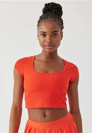 Outdoor Voices Superform Rib Short Sleeve Ladybug Red Cropped T Shirt thumbnail 1