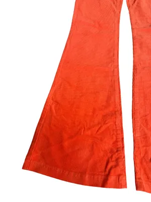 Edikted Bright Orange Corduroy Pants Flare Leg Casual Bold Size XS Women's NWT thumbnail 5