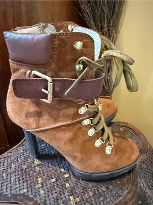 Michael Kors Chestnut Suede Lace-Up Ankle Boots thumbnail 3