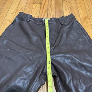 House of CB Inaya Chocolate Brown‎ Stretch Vegan Leather Trousers Size Large thumbnail 11