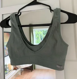 Danskin Seamless Ribbed Triangle Bralette color sage thumbnail 1