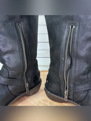Ugg‎ Tupelo Leather Riding Moto Boots Black 7 Sherpa Lined Buckle Flat 1003335 thumbnail 7