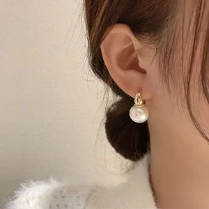 Elegant White Pearl Dangle Drop Earrings for Women thumbnail 3