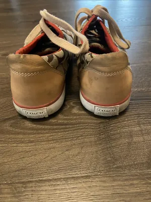 Women’s Coach Tan & Beige Signature Canvas Sneakers w/ Coach Logo Size 7.5M thumbnail 3