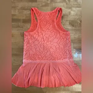 FREE PEOPLE Rally Tank‎ Top Orange Perforated Peplum Summer Tank EUC XS thumbnail 8