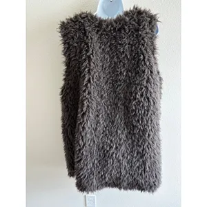 NWT Uncle Frank Faux Fur Vest XL Brown Shaggy Boho Glam‎ Open Front thumbnail 5