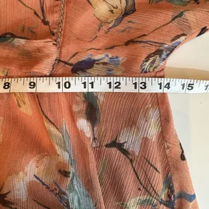 Greylyn Unwritten Peach Floral Boho Chiffon Dress Romantic Cottagecore Sz Small thumbnail 10