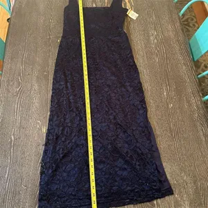 Sam Edelman Navy Lace Sleeveless Midi Dress Square Neck Women's Cocktail Wedding thumbnail 6